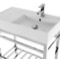 Modern Ceramic Console Sink With Counter Space and Chrome Base, 32